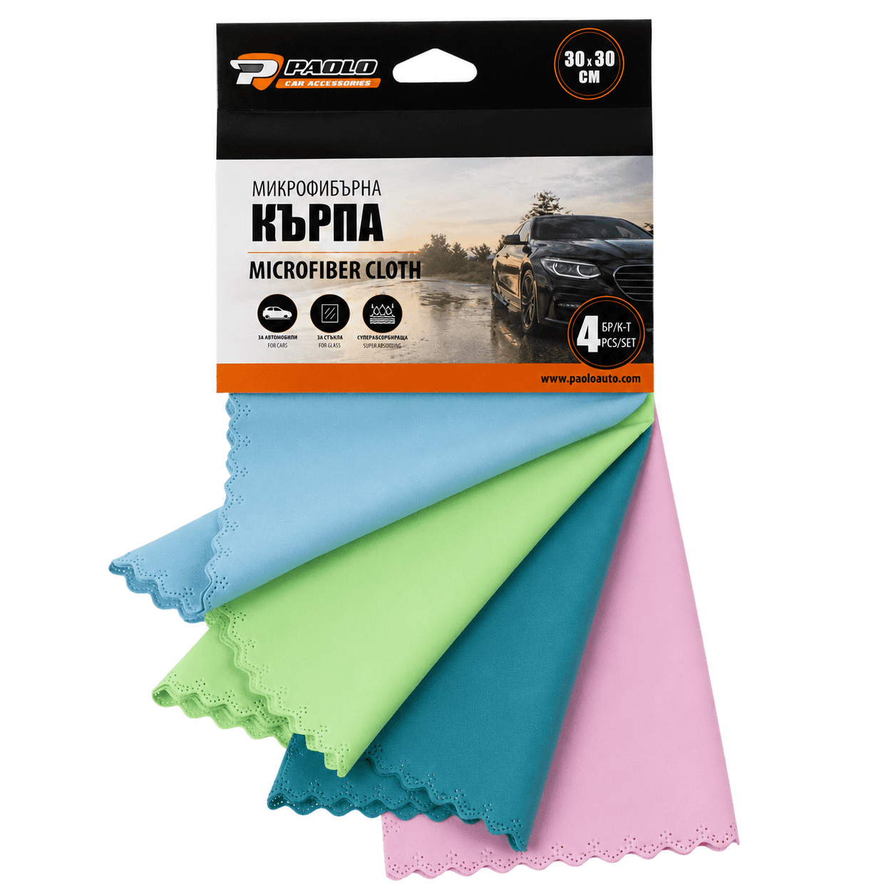 Микрофибърна кърпа 30х30 см 4 бр/к-т PA1801
