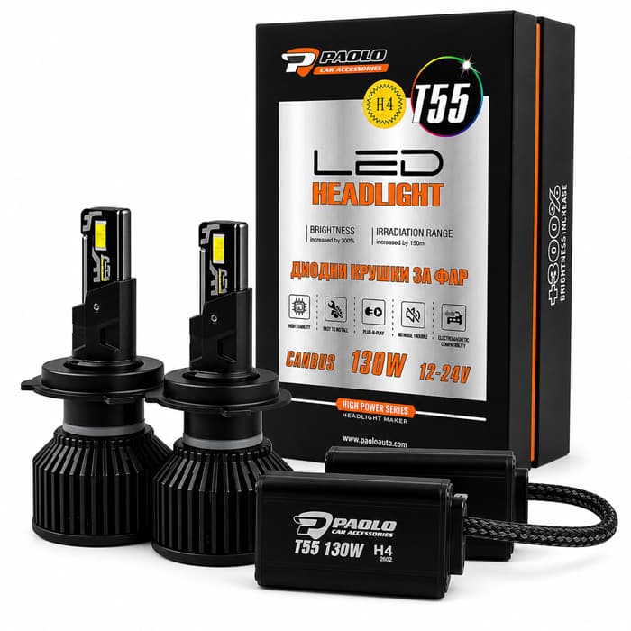 Лед крушки за кола - H4 / T55 - 130W - 12/24V